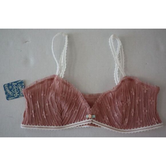 Free People OB1086726 Women's Sz Small Pixie Nude Gabriella Lace Bralette Bra - Picture 1 of 5